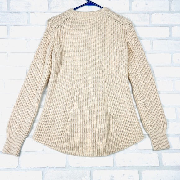 Athleta XS Sweater Wool Blend Ribbed Knit Crew Neck Tunic Top Oatmeal - Picture 12 of 16